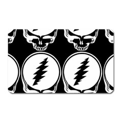 Black And White Deadhead Grateful Dead Steal Your Face Pattern Magnet (rectangular) by 99art