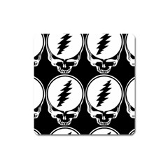 Black And White Deadhead Grateful Dead Steal Your Face Pattern Square Magnet by 99art