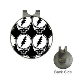 Black And White Deadhead Grateful Dead Steal Your Face Pattern Hat Clips With Golf Markers by 99art