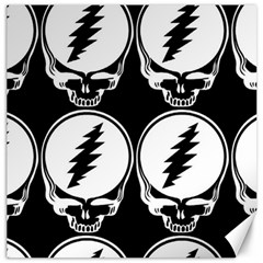 Black And White Deadhead Grateful Dead Steal Your Face Pattern Canvas 16  X 16  by 99art