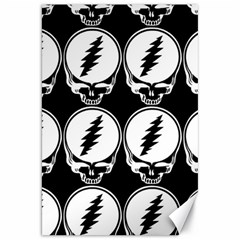 Black And White Deadhead Grateful Dead Steal Your Face Pattern Canvas 20  X 30  by 99art