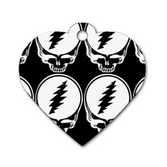 Black And White Deadhead Grateful Dead Steal Your Face Pattern Dog Tag Heart (two Sides) by 99art