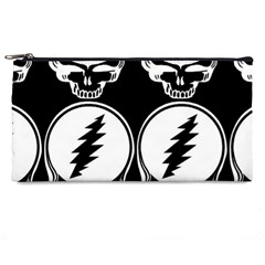 Black And White Deadhead Grateful Dead Steal Your Face Pattern Pencil Case by 99art