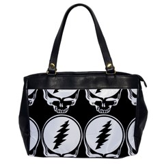 Black And White Deadhead Grateful Dead Steal Your Face Pattern Oversize Office Handbag by 99art