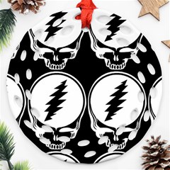 Black And White Deadhead Grateful Dead Steal Your Face Pattern Round Filigree Ornament (two Sides) by 99art