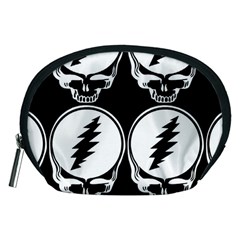 Black And White Deadhead Grateful Dead Steal Your Face Pattern Accessory Pouch (medium) by 99art