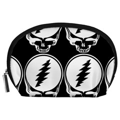 Black And White Deadhead Grateful Dead Steal Your Face Pattern Accessory Pouch (large) by 99art