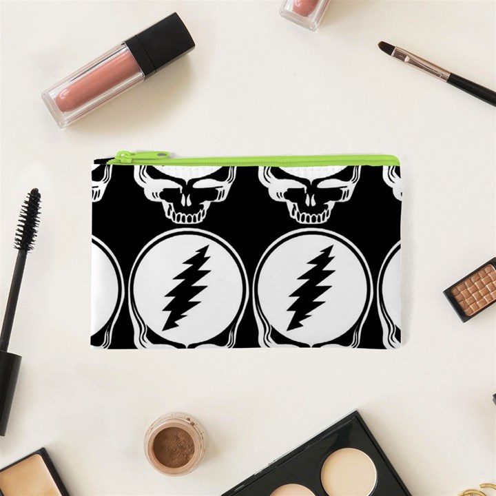 Black And White Deadhead Grateful Dead Steal Your Face Pattern Cosmetic Bag (XS)