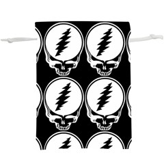 Black And White Deadhead Grateful Dead Steal Your Face Pattern Lightweight Drawstring Pouch (xl) by 99art