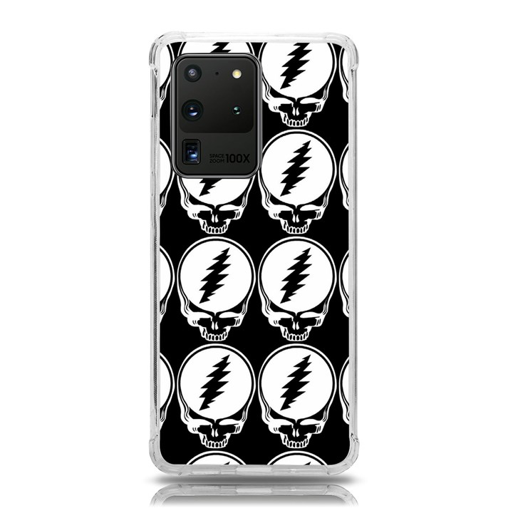 Black And White Deadhead Grateful Dead Steal Your Face Pattern Samsung Galaxy S20 Ultra 6.9 Inch TPU UV Case