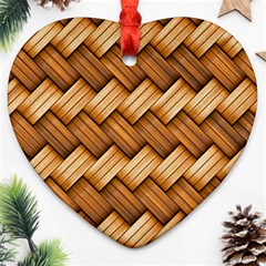 Wooden Weaving Texture Ornament (heart)