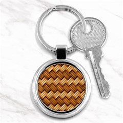 Wooden Weaving Texture Key Chain (round) by 99art