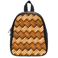 Wooden Weaving Texture School Bag (small) by 99art