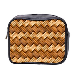 Wooden Weaving Texture Mini Toiletries Bag (two Sides) by 99art