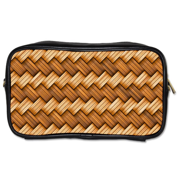 Wooden Weaving Texture Toiletries Bag (Two Sides)