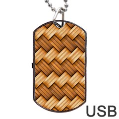 Wooden Weaving Texture Dog Tag Usb Flash (one Side) by 99art