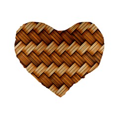 Wooden Weaving Texture Standard 16  Premium Flano Heart Shape Cushions by 99art