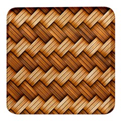 Wooden Weaving Texture Square Glass Fridge Magnet (4 Pack)