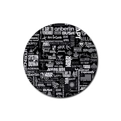 Music Pattern Black White Rubber Coaster (round) by 99art