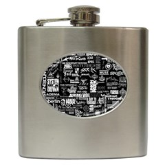 Music Pattern Black White Hip Flask (6 Oz) by 99art