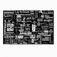 Music Pattern Black White Postcard 4 x 6  (pkg Of 10) by 99art