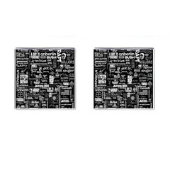 Music Pattern Black White Cufflinks (square) by 99art