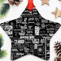 Music Pattern Black White Star Ornament (two Sides)