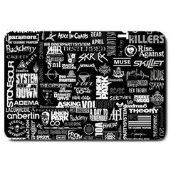 Music Pattern Black White Large Doormat by 99art