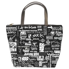 Music Pattern Black White Bucket Bag by 99art