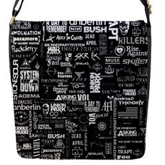 Music Pattern Black White Flap Closure Messenger Bag (s) by 99art