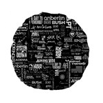 Music Pattern Black White Standard 15  Premium Flano Round Cushions Front