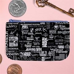 Music Pattern Black White Large Coin Purse by 99art