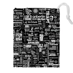 Music Pattern Black White Drawstring Pouch (5xl) by 99art