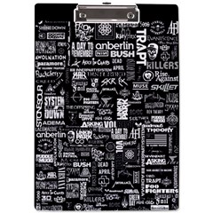 Music Pattern Black White A4 Acrylic Clipboard by 99art