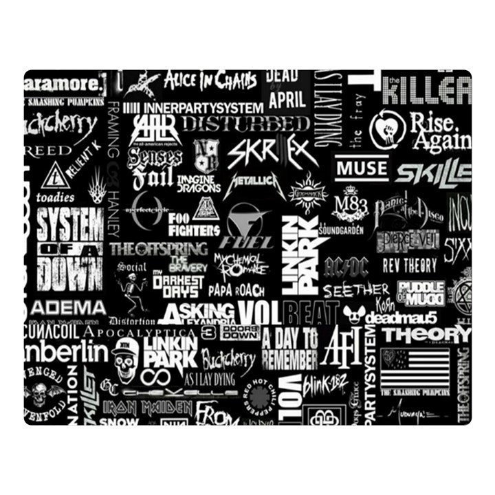 Music Pattern Black White Premium Plush Fleece Blanket (Large)