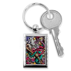 Doodle Colorful Music Doodles Key Chain (rectangle) by 99art