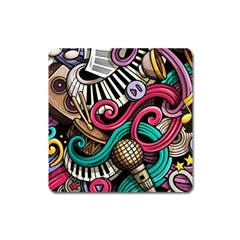 Doodle Colorful Music Doodles Square Magnet by 99art