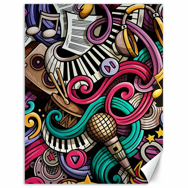 Doodle Colorful Music Doodles Canvas 18  x 24 