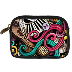 Doodle Colorful Music Doodles Digital Camera Leather Case by 99art