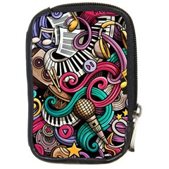 Doodle Colorful Music Doodles Compact Camera Leather Case by 99art