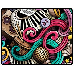 Doodle Colorful Music Doodles Fleece Blanket (medium)