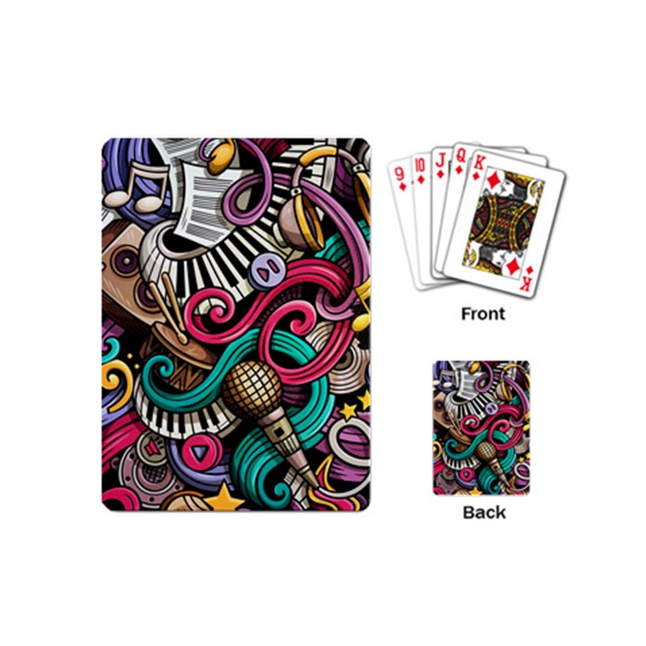 Doodle Colorful Music Doodles Playing Cards Single Design (Mini)