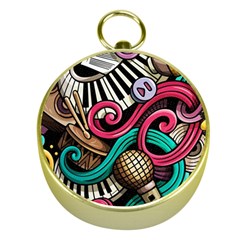 Doodle Colorful Music Doodles Gold Compasses by 99art