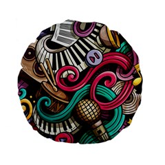 Doodle Colorful Music Doodles Standard 15  Premium Flano Round Cushions by 99art