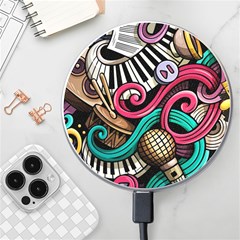 Doodle Colorful Music Doodles Wireless Fast Charger(white) by 99art