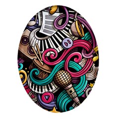 Doodle Colorful Music Doodles Oval Glass Fridge Magnet (4 Pack)