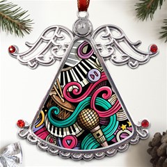 Doodle Colorful Music Doodles Metal Angel With Crystal Ornament