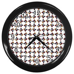 Mixed Abstract Colors Pattern Wall Clock (black) by dflcprintsclothing