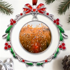 Late Afternoon Metal X mas Wreath Ribbon Ornament by artworkshop