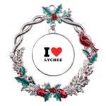 I love lychee  Metal X mas Wreath Holly leaf Ornament Front